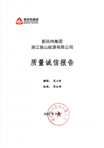 赢多多集团浙江独山能源有限公司2021年质量诚信汇报